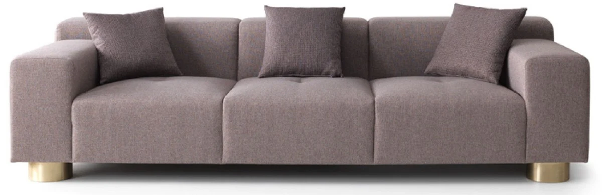 Luxury sofa gray / brass 260 x 100 x H. 70 cm - Living room sofa - Hotel sofa - Living room furniture - Living room furniture - Hotel furniture - Luxury furniture - Luxury furniture