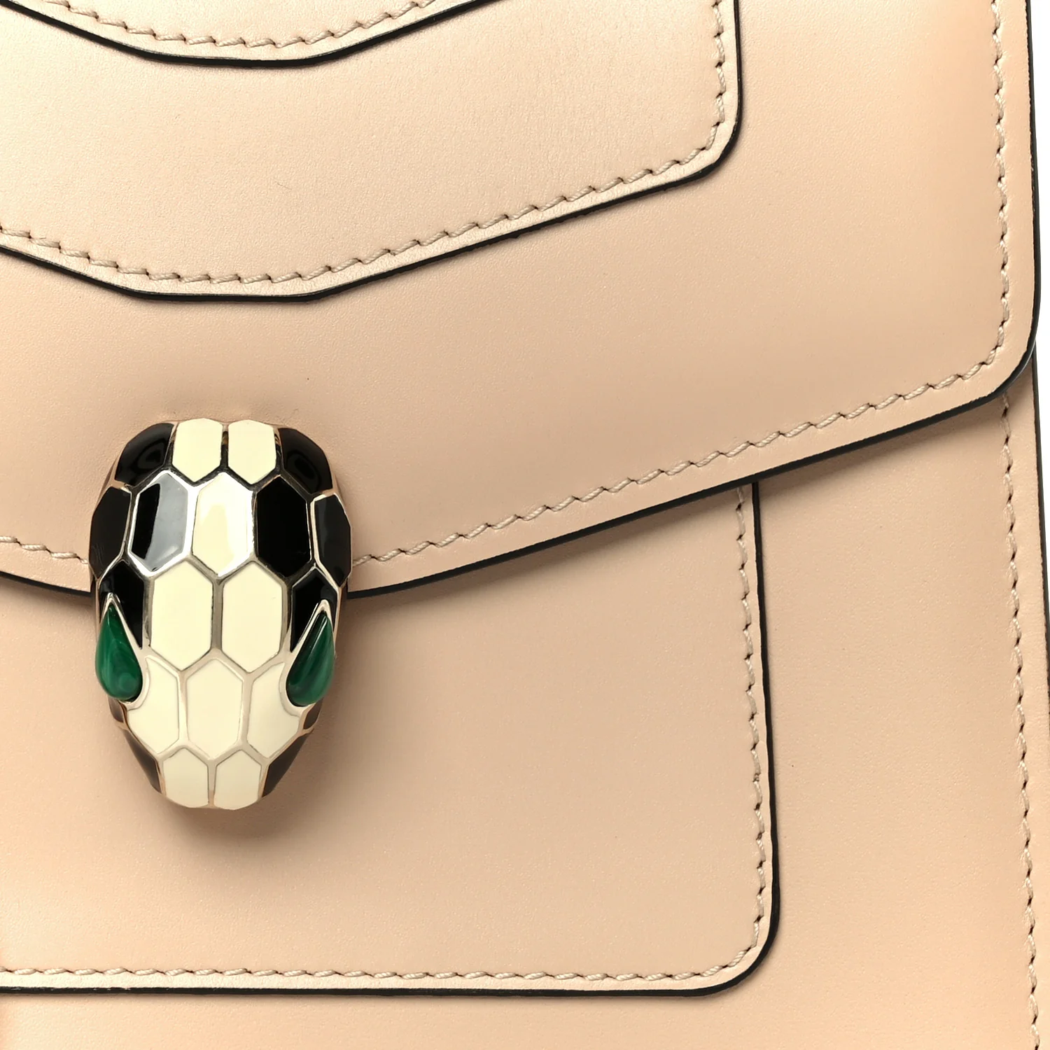 Calfskin Serpenti Forever Top Handle Beige Green - Top Club