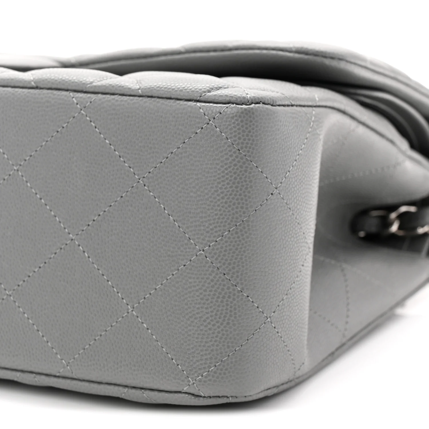 Caviar Quilted Jumbo Double Flap Grey - Top Club