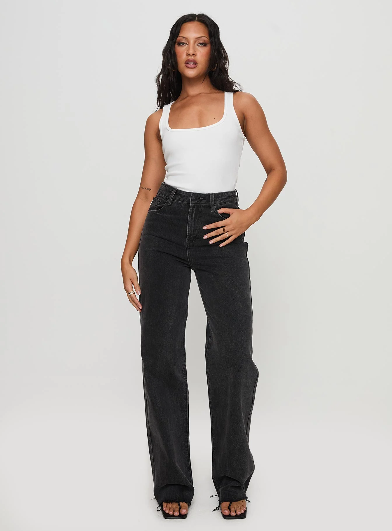 Karlina High Rise Straight Leg Jeans Charcoal