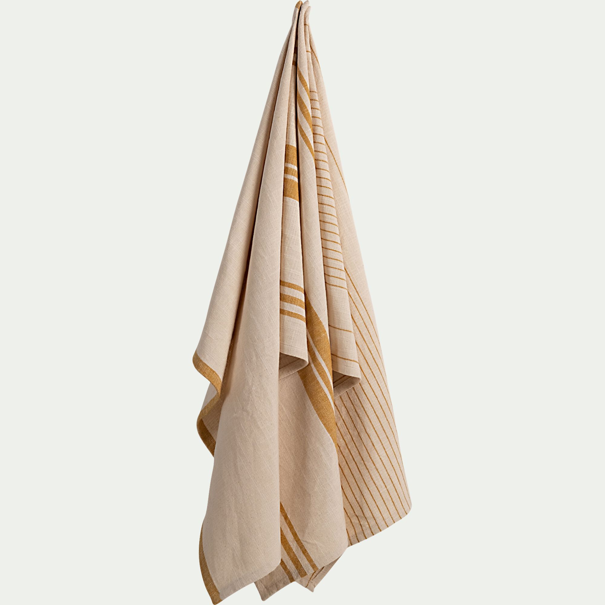 SANTIN - Lot de 3 torchons rayés en coton - beige et jaune 50x70cm