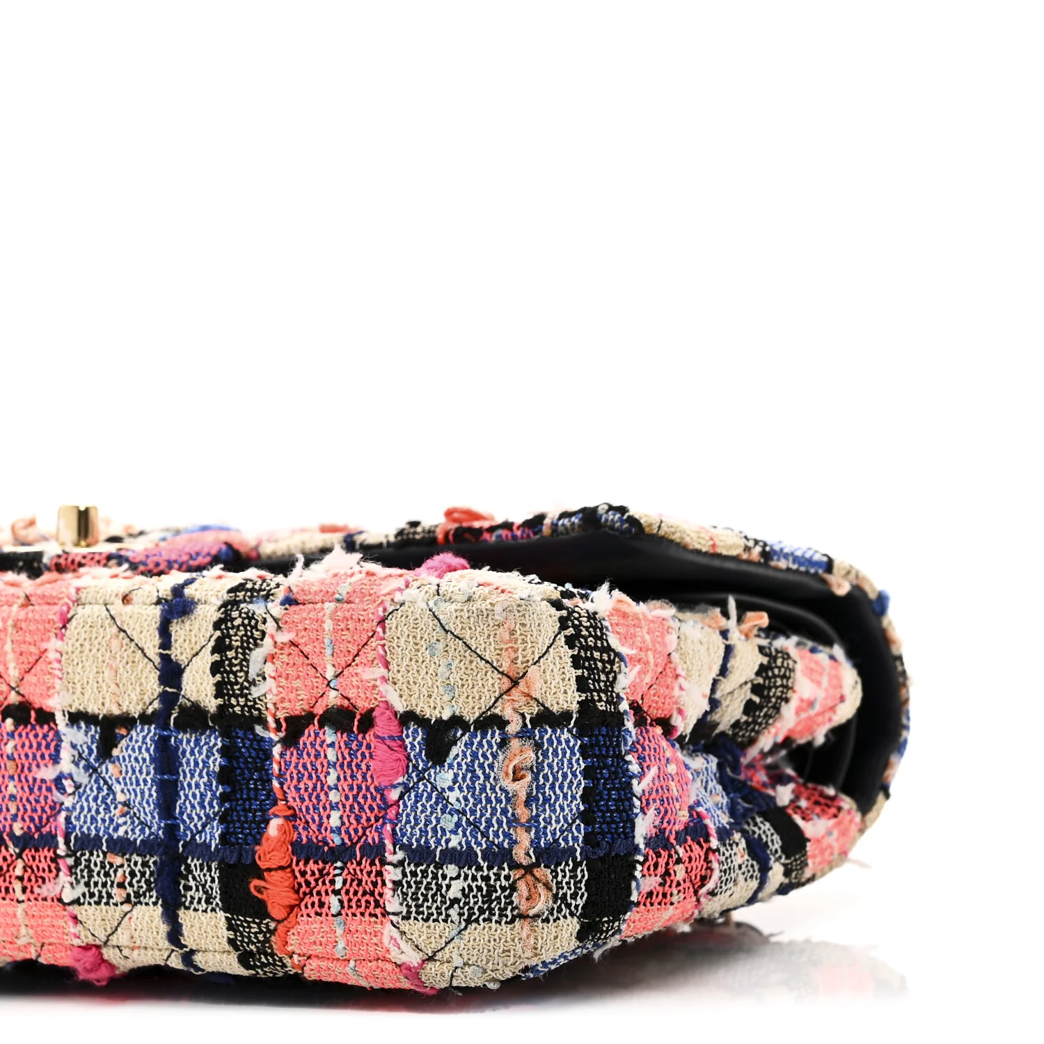 Tweed Quilted Medium Double Flap Blue Orange Yellow - Top Club