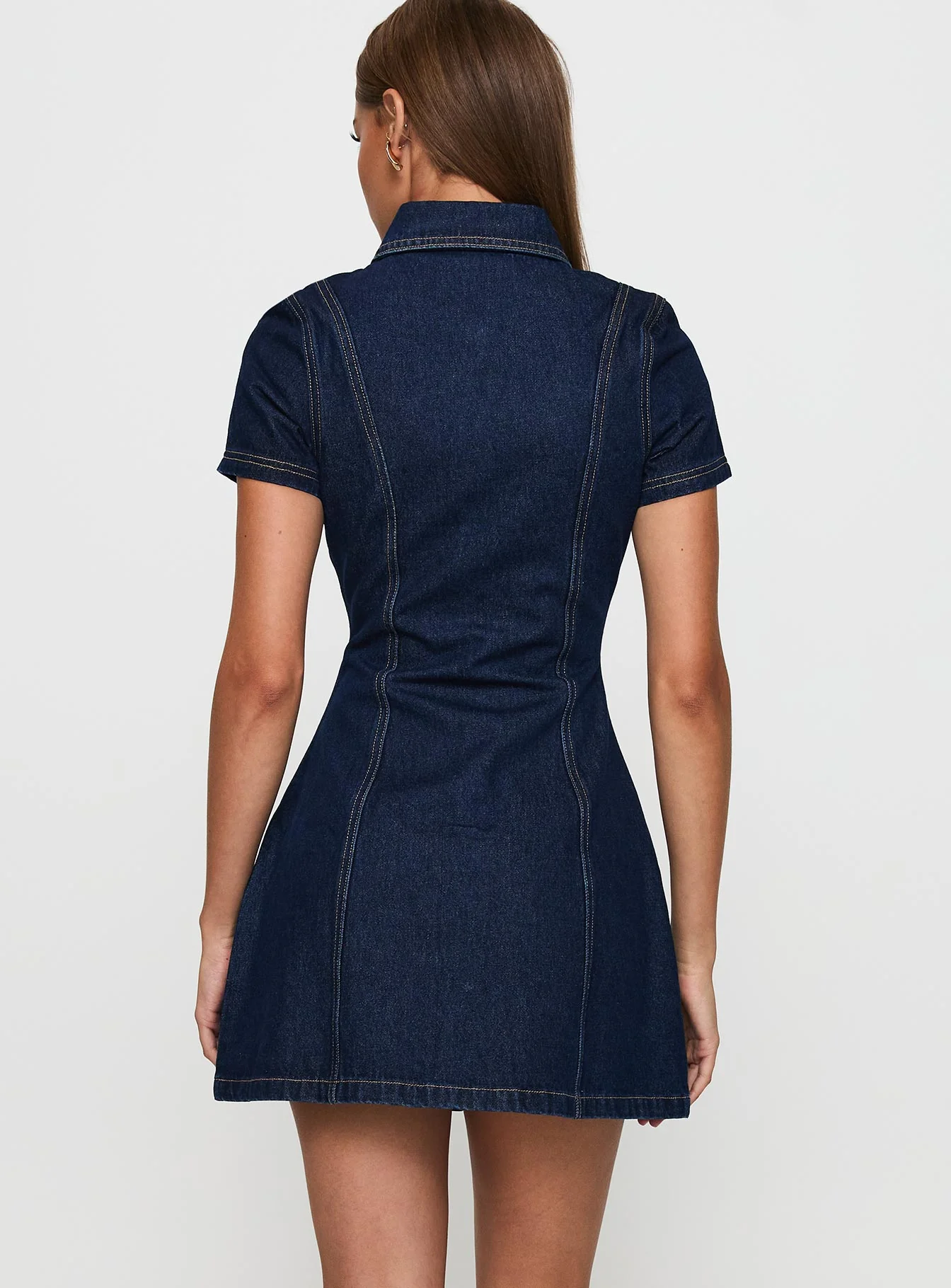 Perception Denim Mini Dress Mid Wash