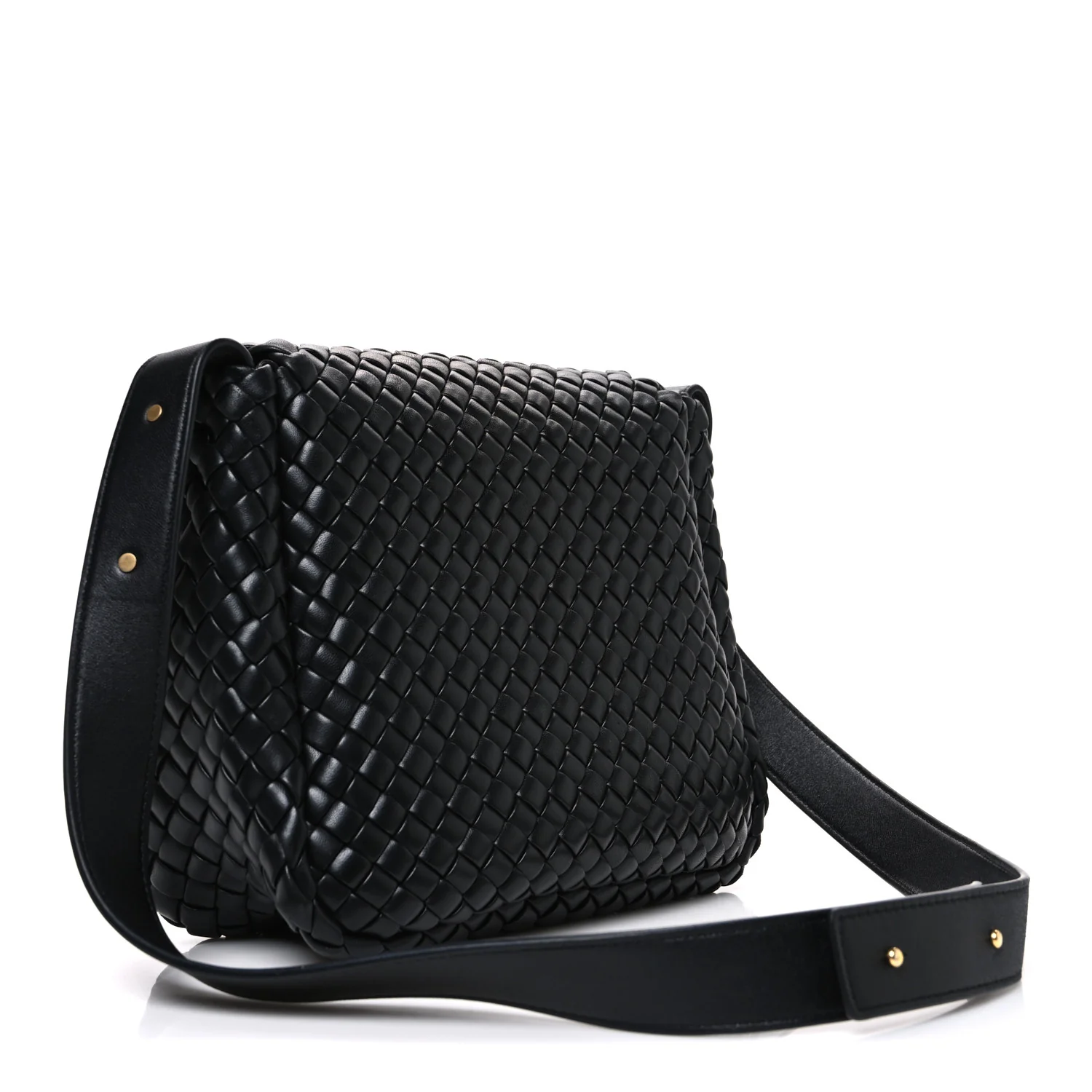 Nappa Intrecciato Small Cobble Shoulder Bag Black - Top Club