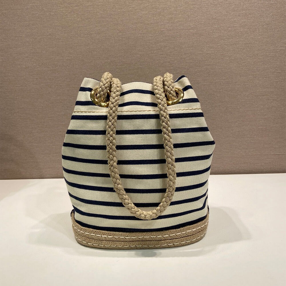 Prada Mariner small striped fabric bucket bag - Top Club