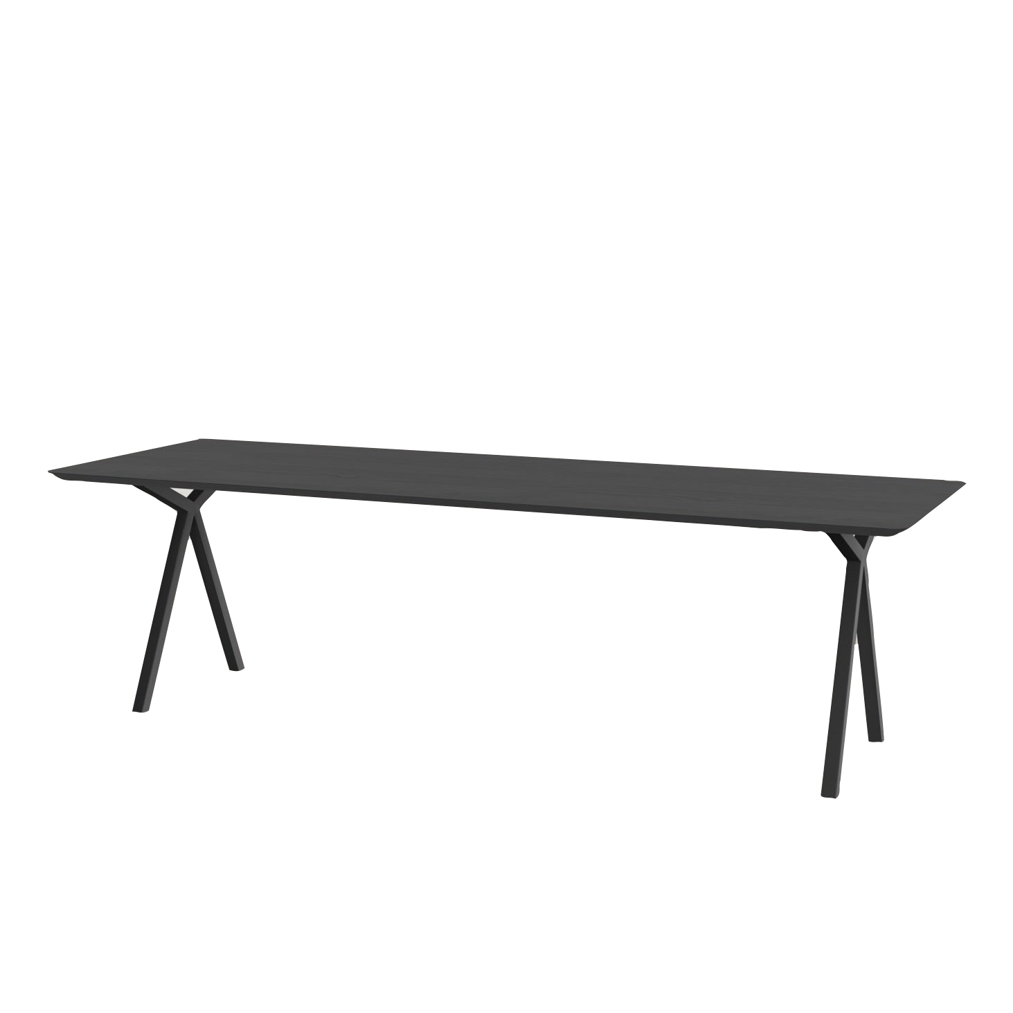 Studio HENK tafel Slim X-type Rechthoekig - zwart frame, zwarte beits 200 x 90 | Zwarte Beits | Verjongde Rand | Frame Zwart