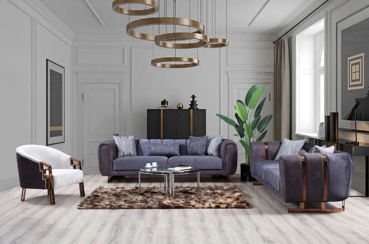 Luxury sofa purple / copper 240 x 100 x H. 60 cm - Modern living room sofa - Luxury living room furniture