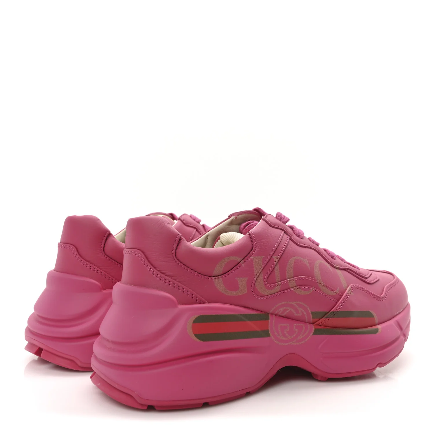 Calfskin Logo Womens Rhyton Sneakers 35.5 Box Pink - Top Club