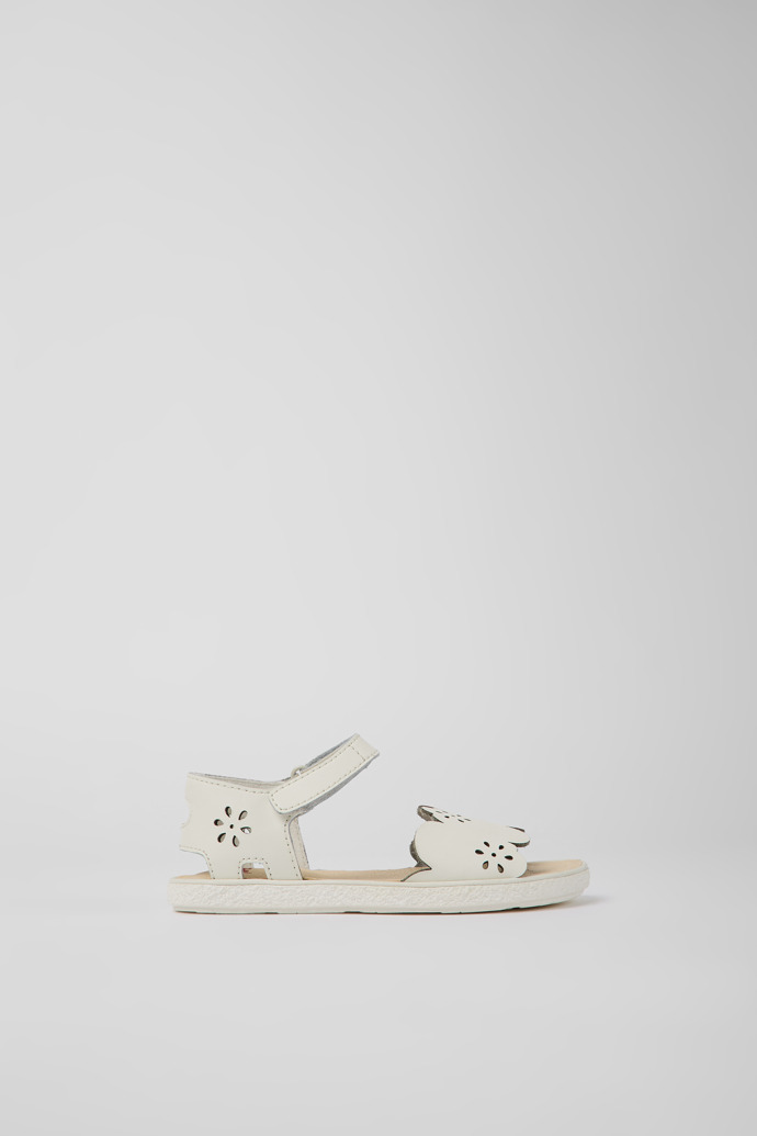 Miko White Leather Sandals for Girls