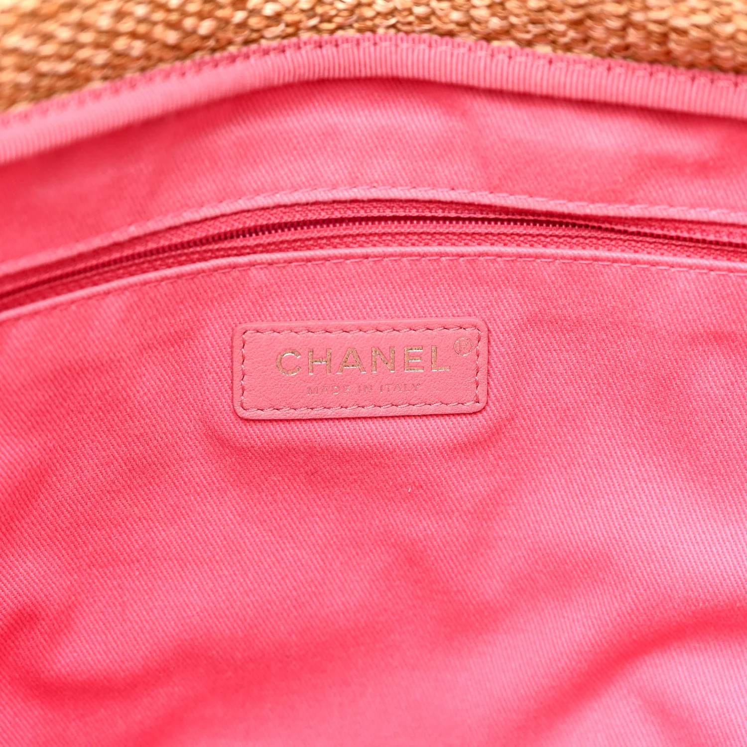 Mixed Fibers Large Shopping Bag Pink Beige - Top Club