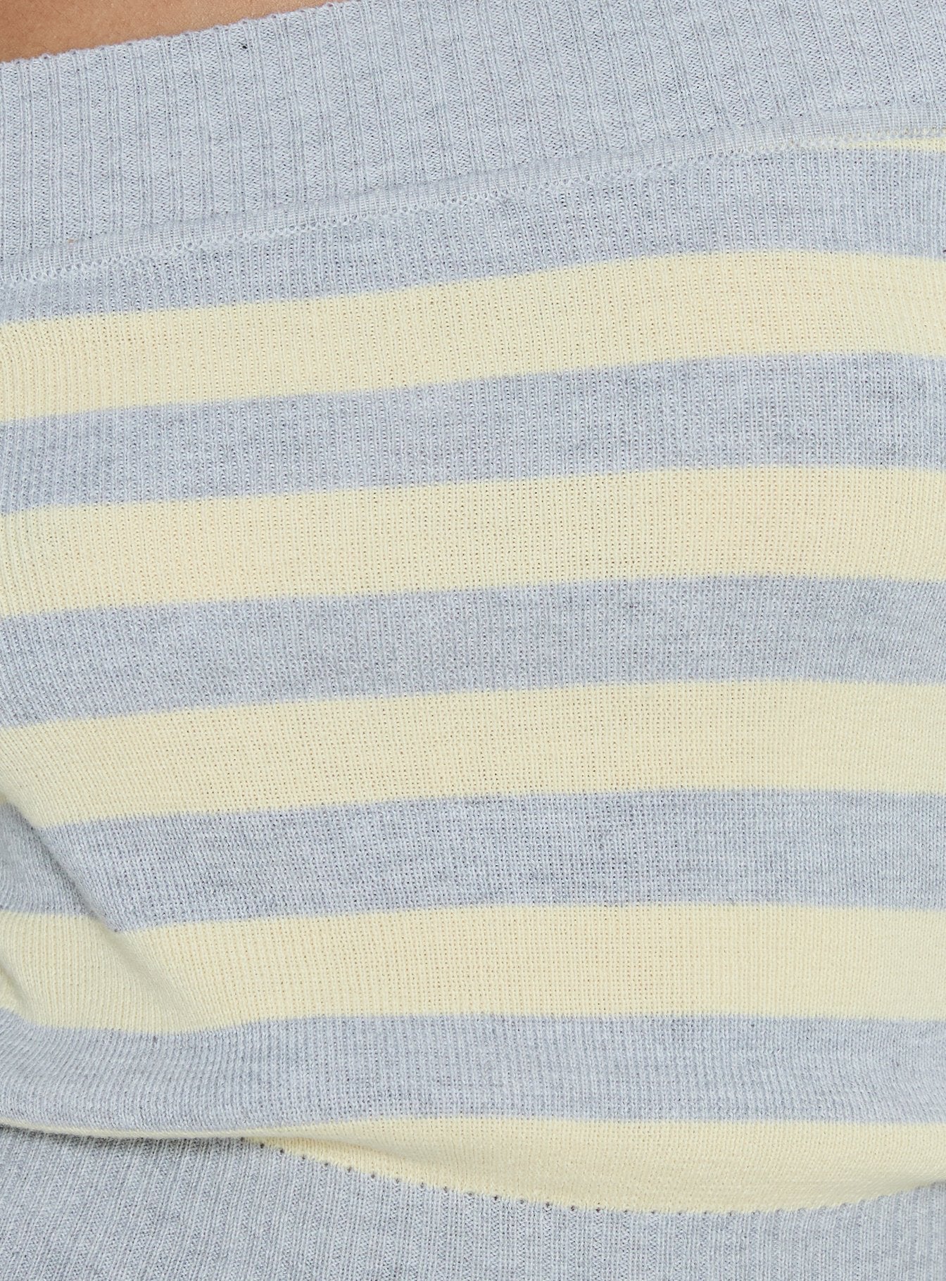 Perrey Long Sleeve Off Shoulder Top Knit Yellow / Grey Stripe