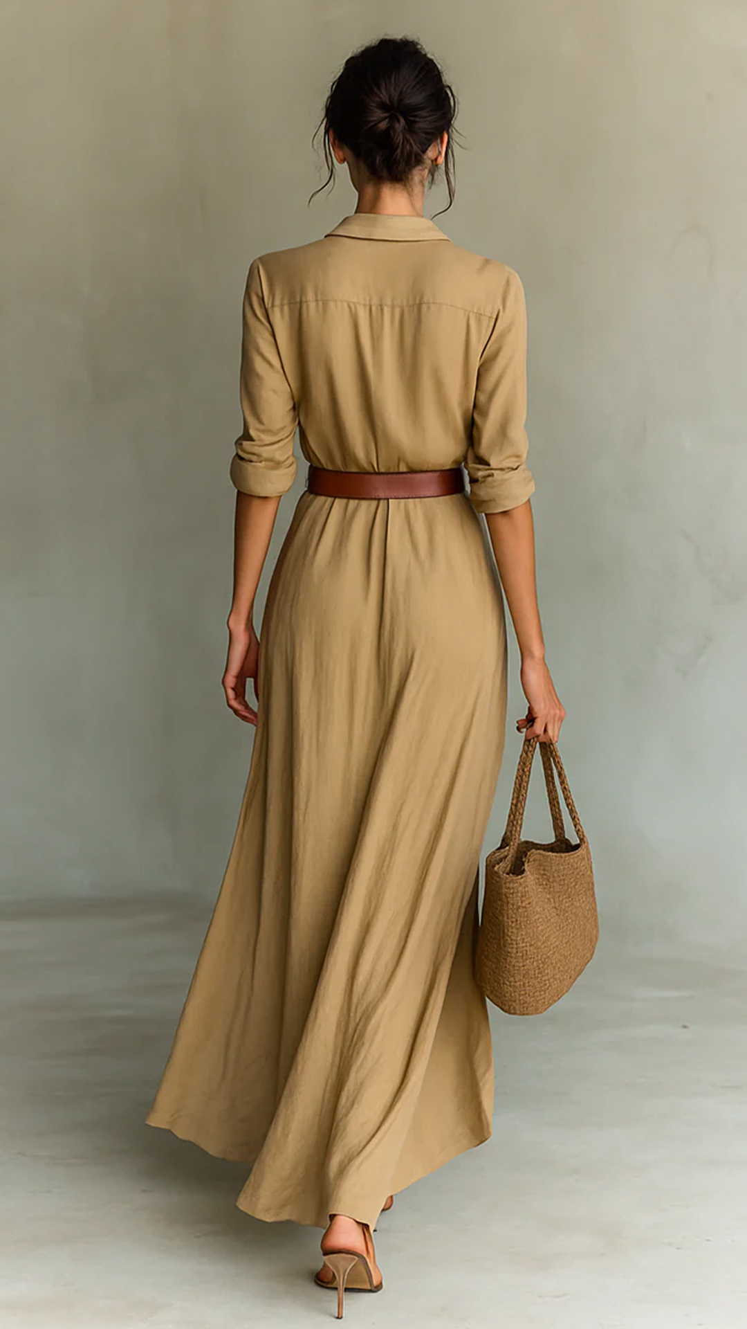 Women's Long-Sleeve Lapel Button-Front Belted Maxi Dress - Nordfashionstorm - Women's Clothing, Fashion for You - Nordfashionstorm.com