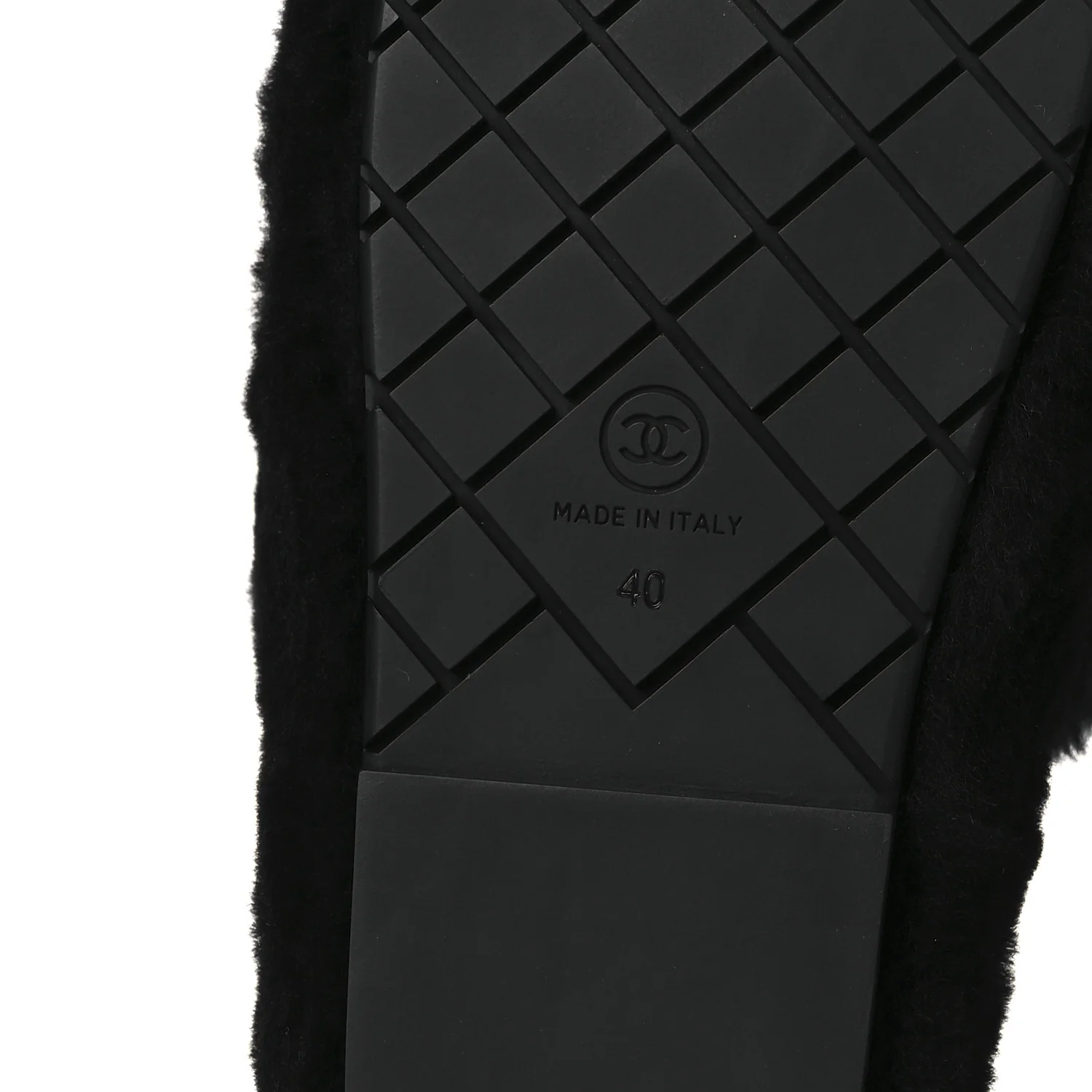 Shearling CC Flat Mules 40 Black - Top Club