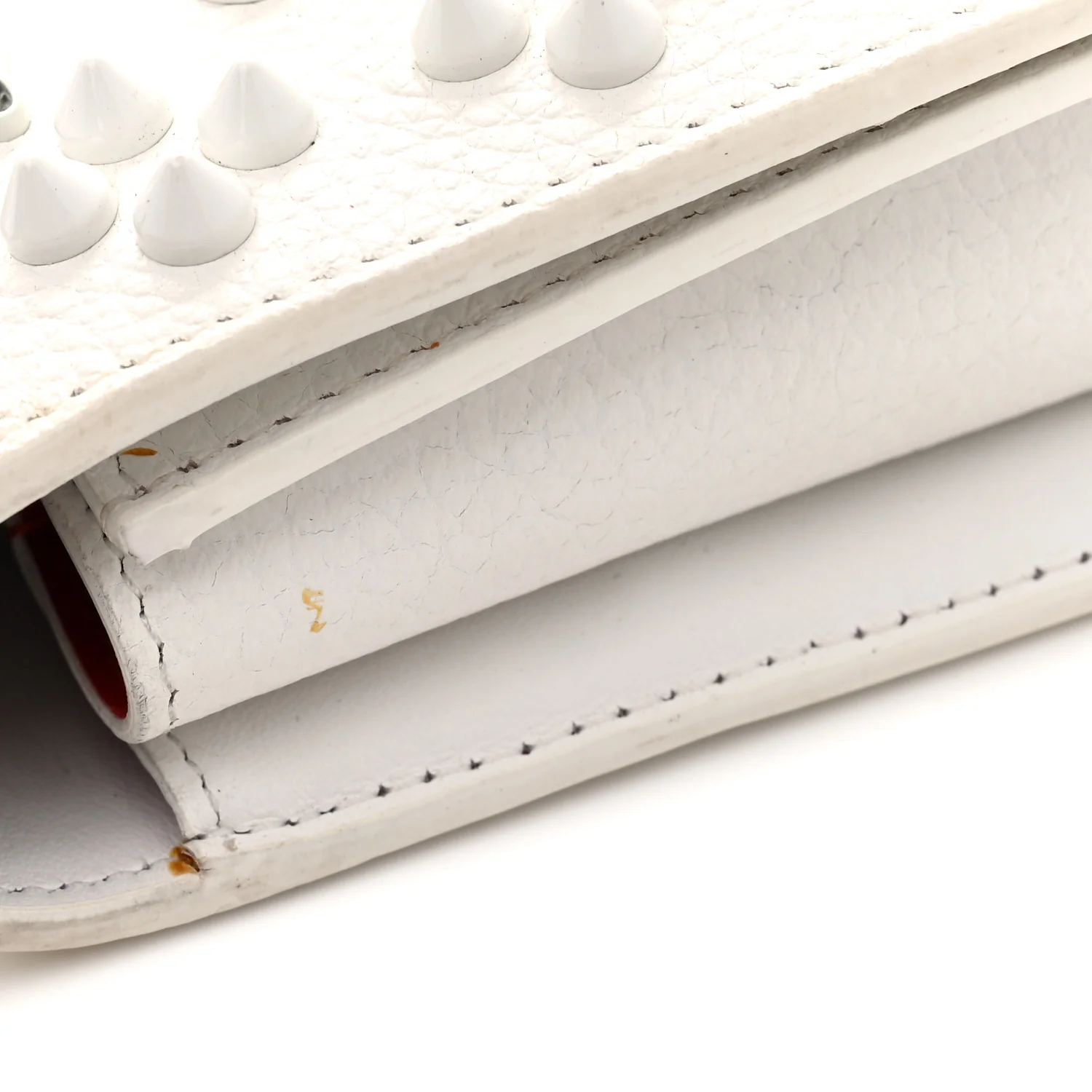 Calfskin Spikes Loubinthesky Paloma Wallet On Chain White - Top Club