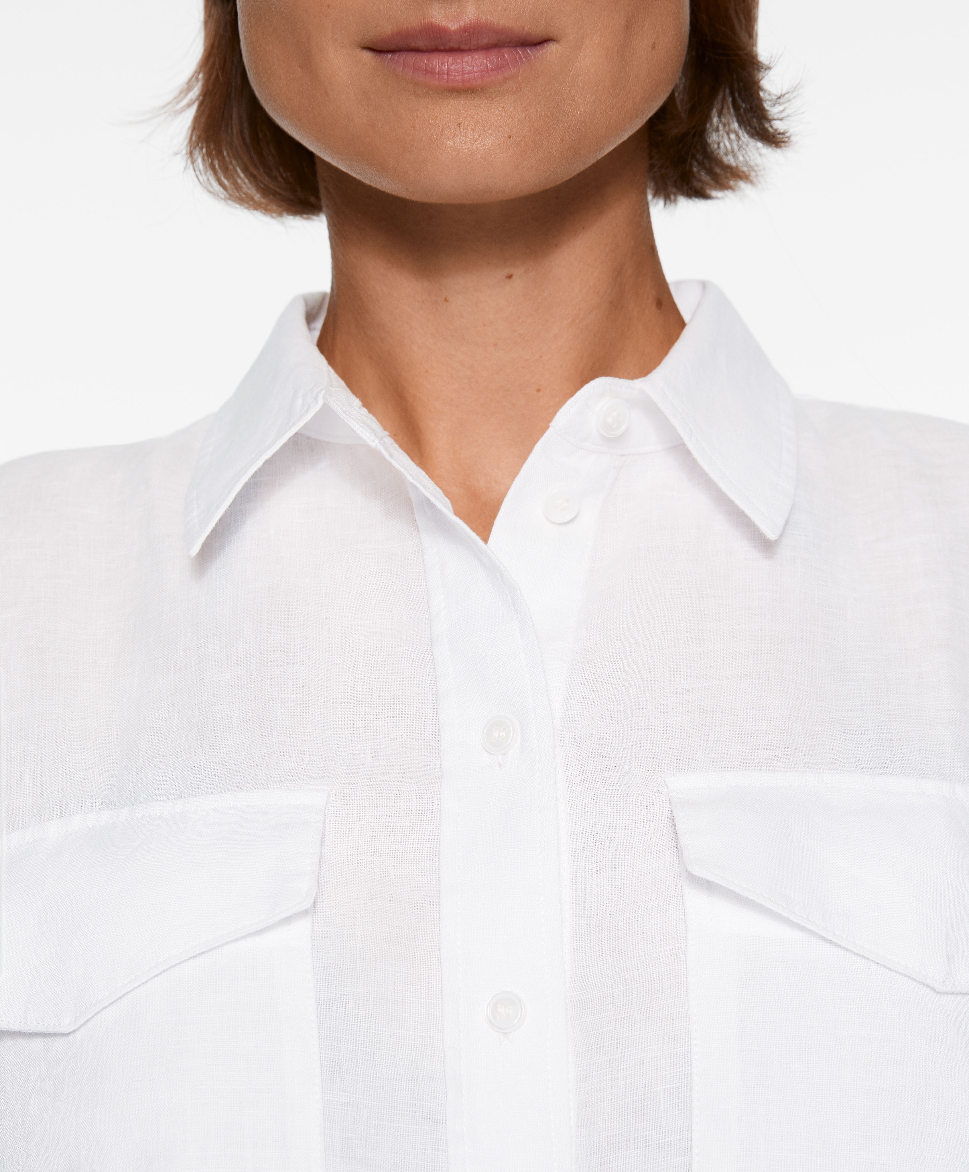 OYSHO 100% linen long-sleeved utility shirt
