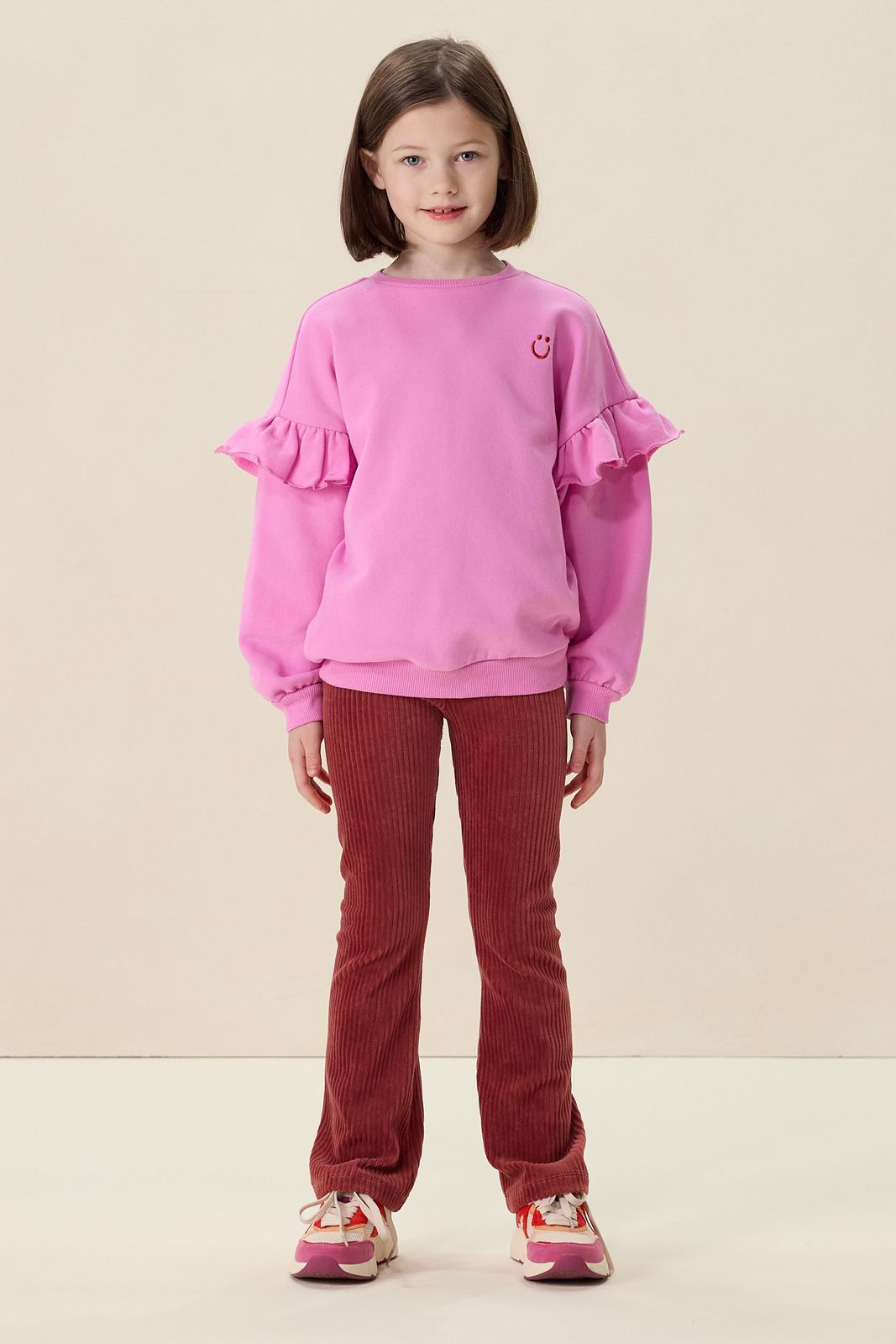 Donkerroze rib flared legging