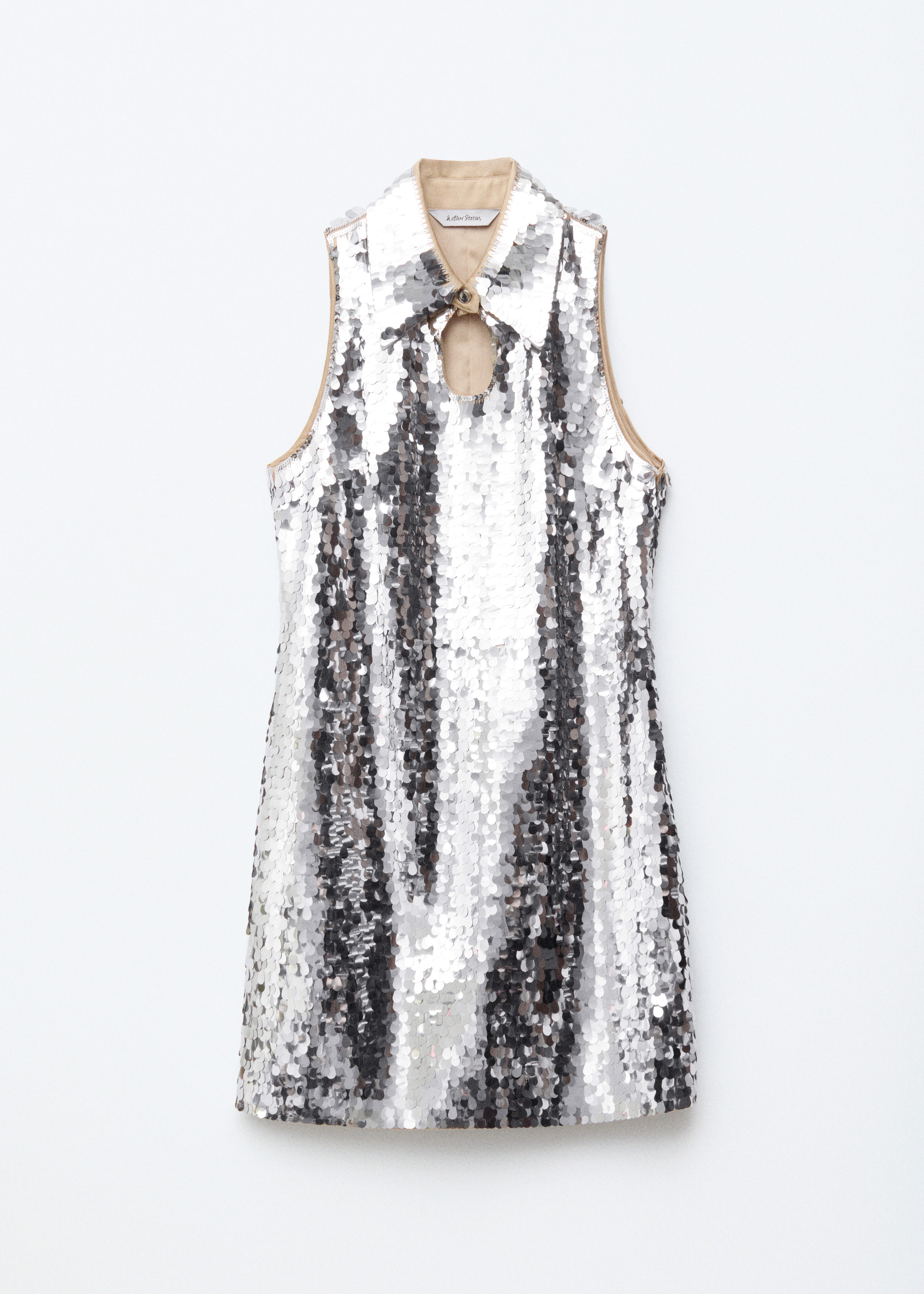 & Other Stories KEYHOLE-COLLAR SEQUIN MINI DRESS