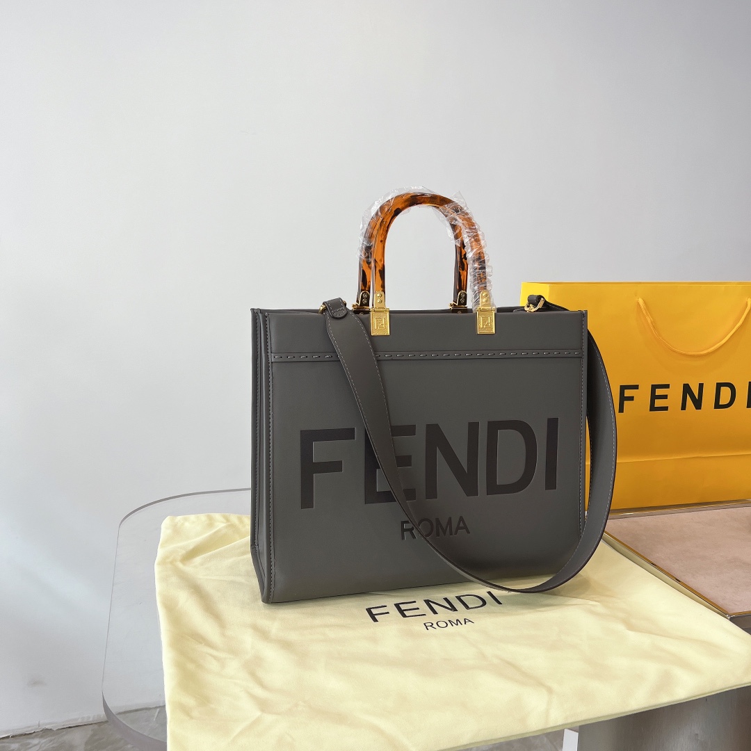 Fd Women Sunshine Medium Leather Shopper-Grey - Top Club