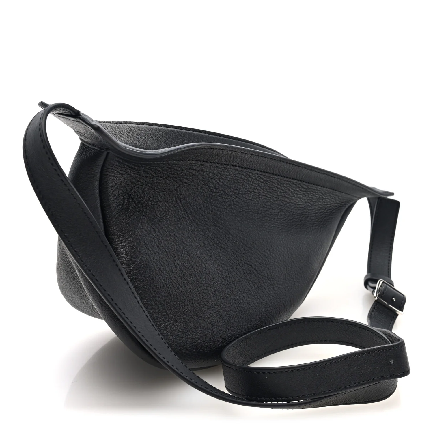 Grained Calfskin Small Slouchy Banana Bag Black - Top Club
