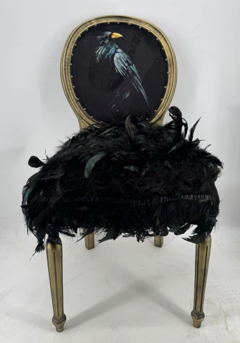 Luxury Baroque Dining Room Chair Crow Black Antique Gold - Baroque Dining Room Furniture