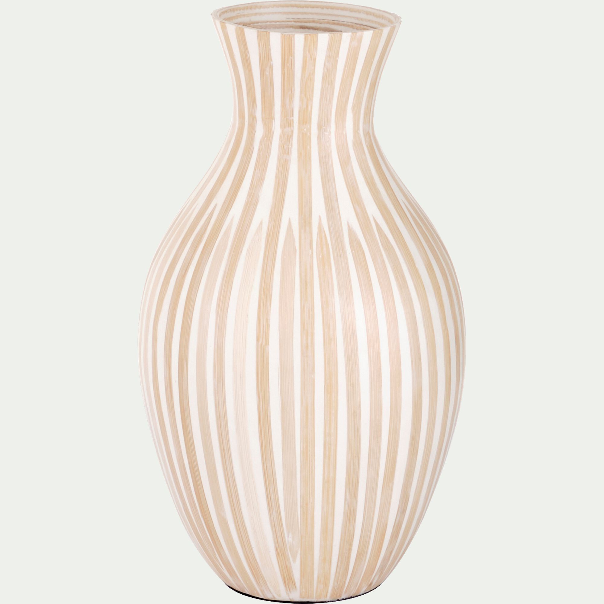 LAPSANA - Vase classique en bambou rayé H41cm - blanc