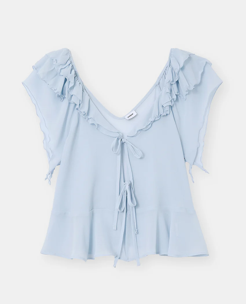 Pimkie Blouse en voile avec volants et nouettes