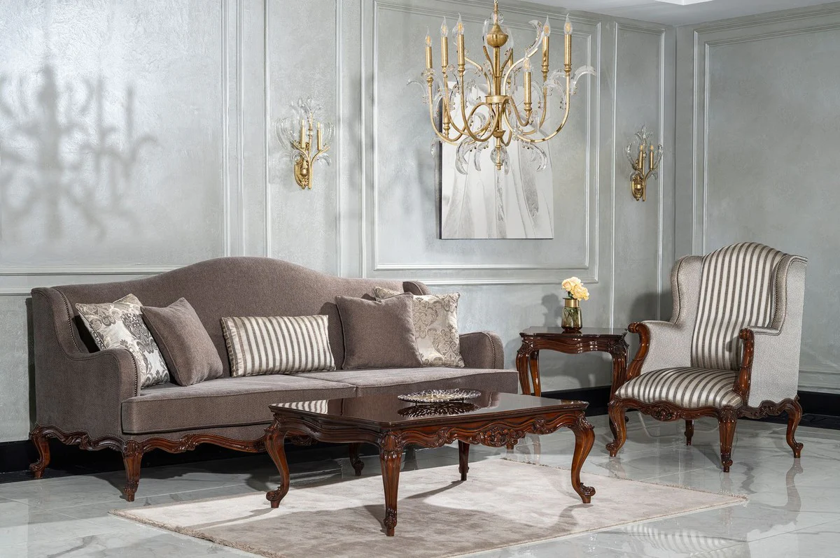 Luxury Baroque Coffee Table Brown - Handcrafted Solid Wood Living Room Table in Baroque Style - Living Room Furniture in Baroque Style - Baroque Furniture - Noble & Magnificent
