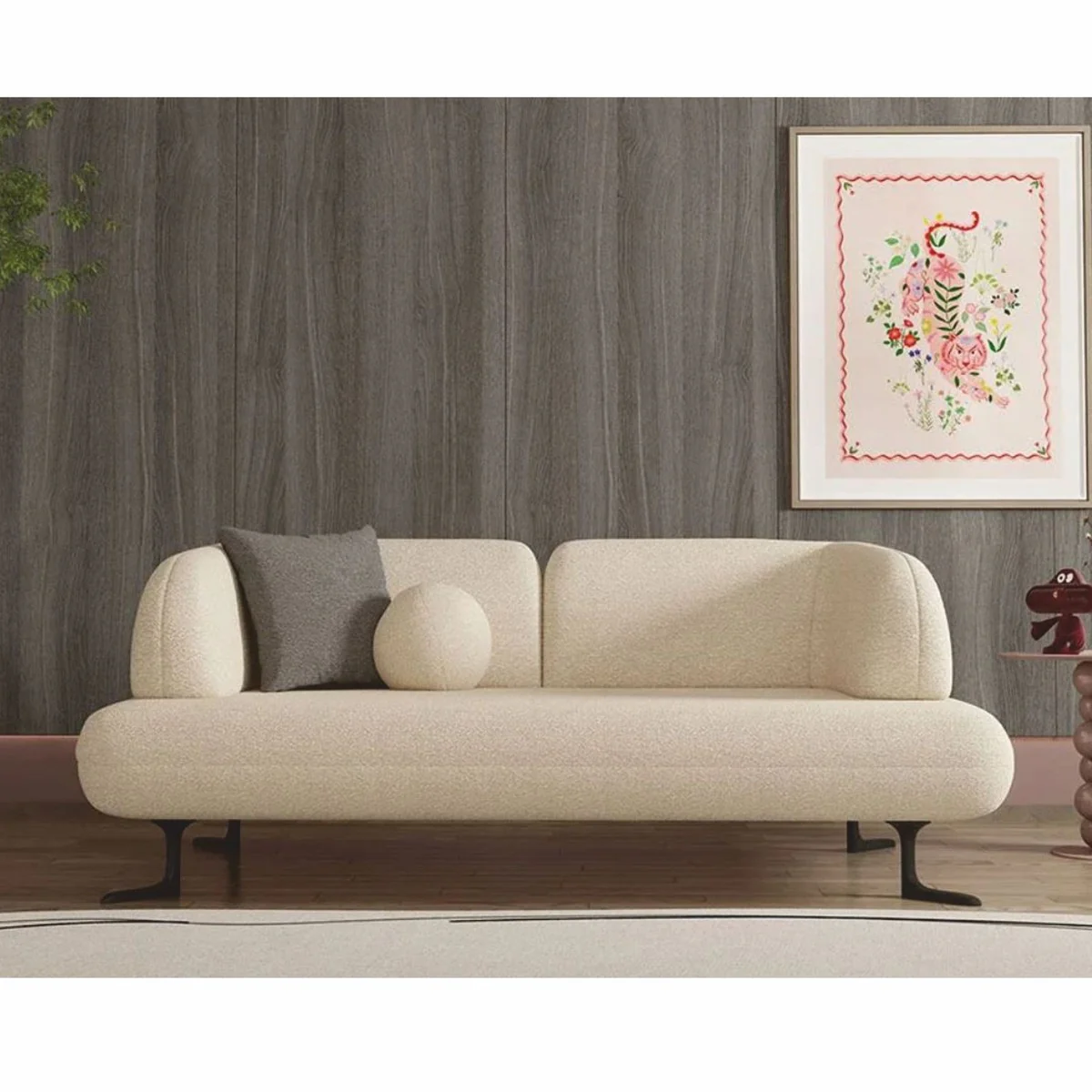 Luxury 2 seater sofa with adjustable backrests cream / black 169 cm - luxury furniture