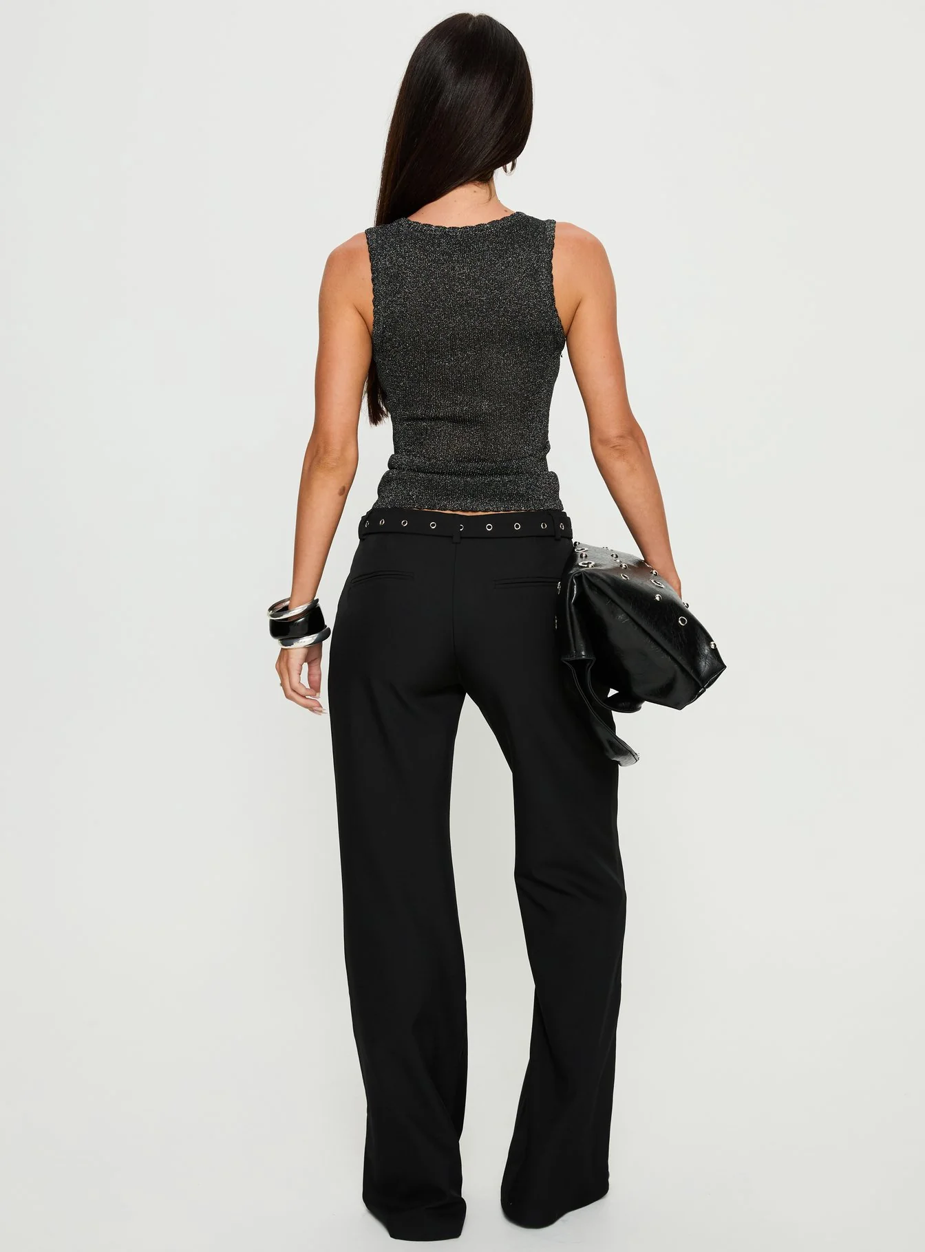 Deonne Straight Leg Buckle Pants Black