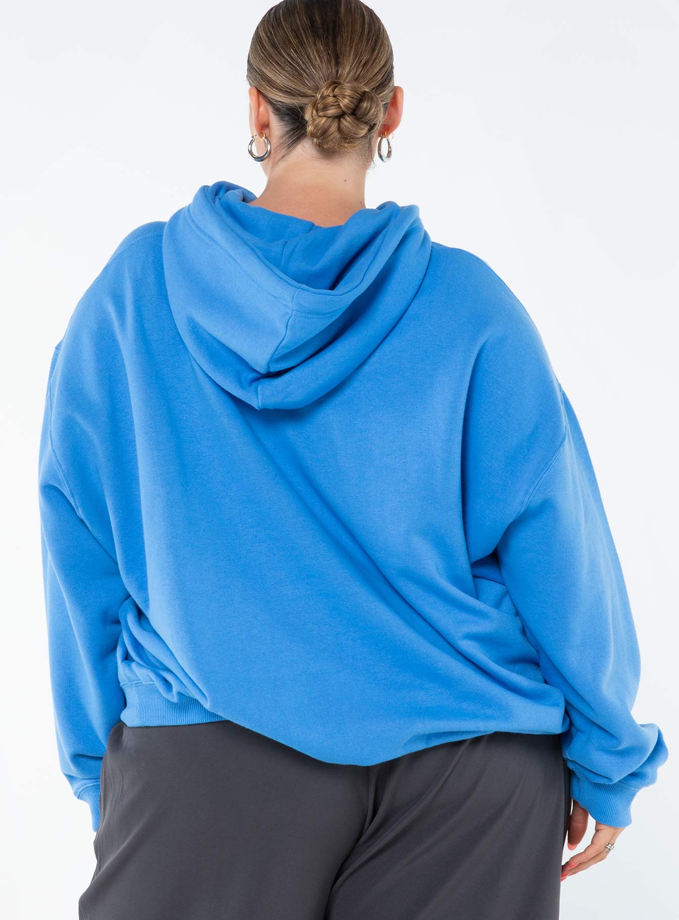 Princess Polly Hooded Sweatshirt Bubble Text Blue / Yellow Curve