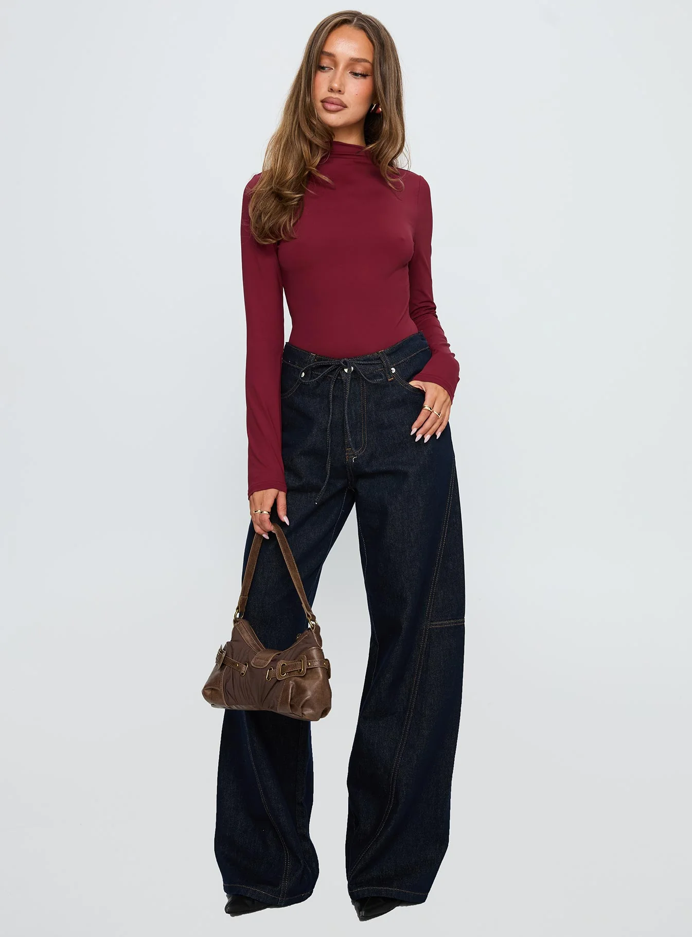 Augustness Long Sleeve Bodysuit Burgundy