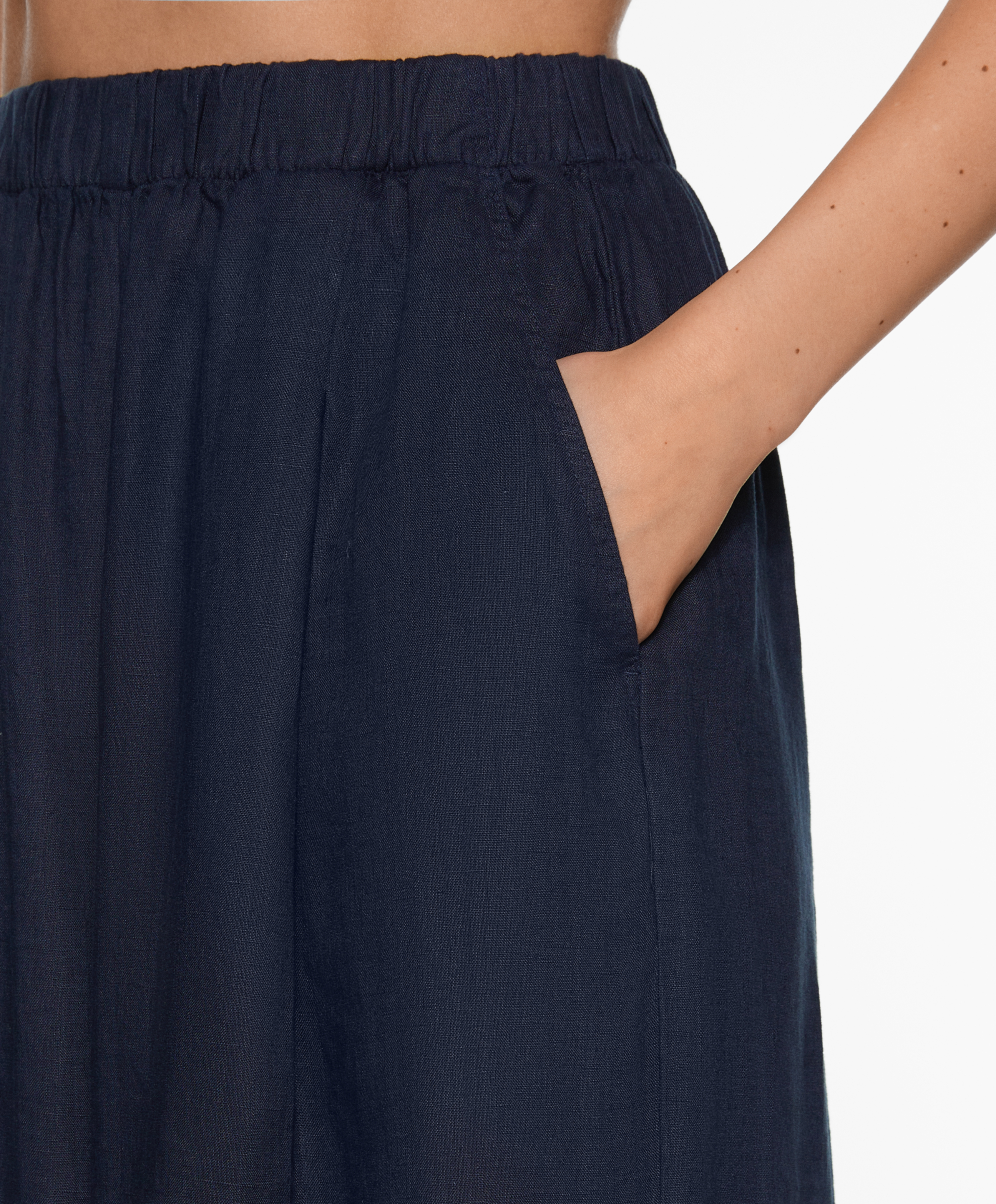 OYSHO 100% linen wide straight-leg trousers