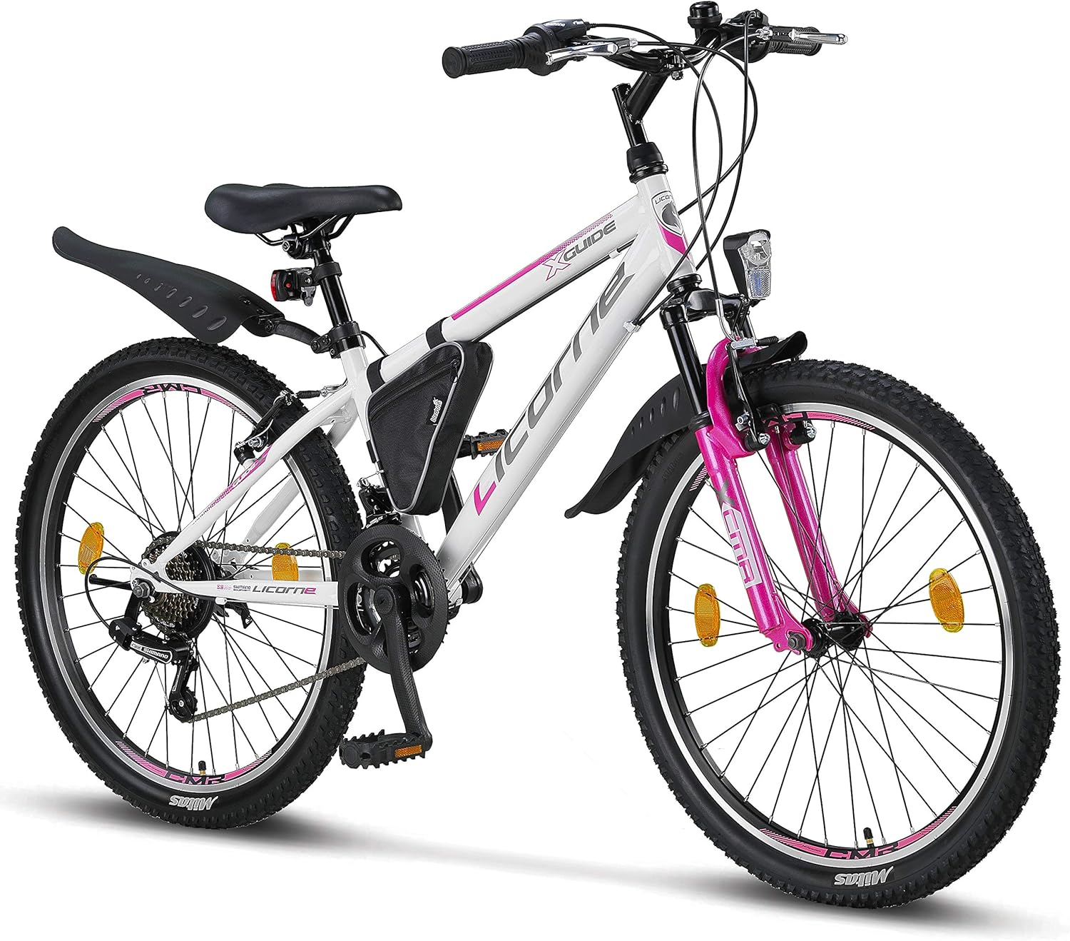 Licorne - Mountain bike per bambini, uomini e donne, con cambio Shimano a 21 marce