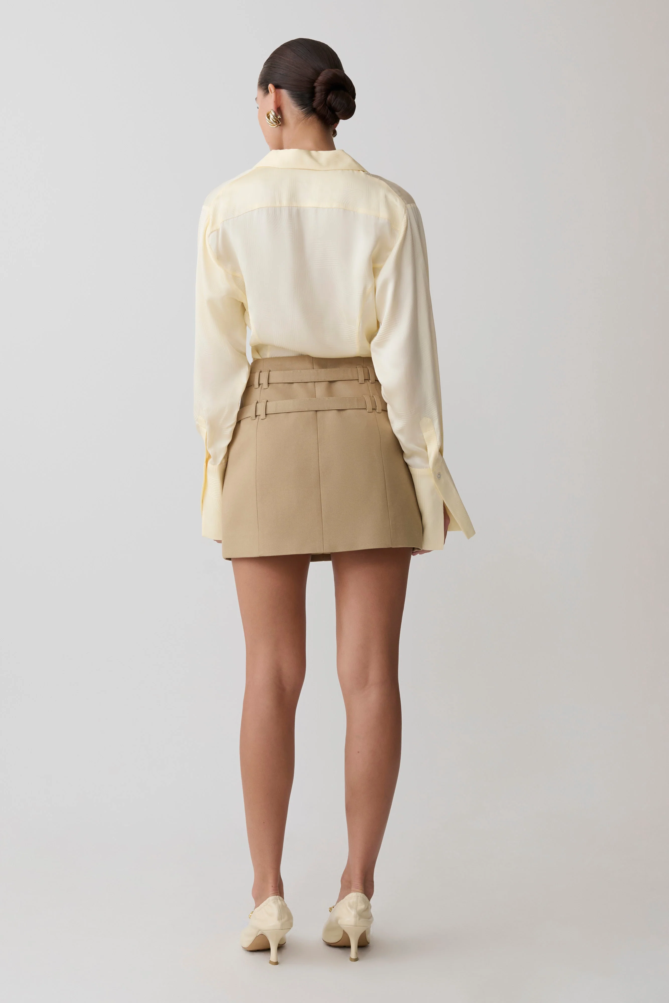 Marielle Double Belt Mini Skirt - Taupe