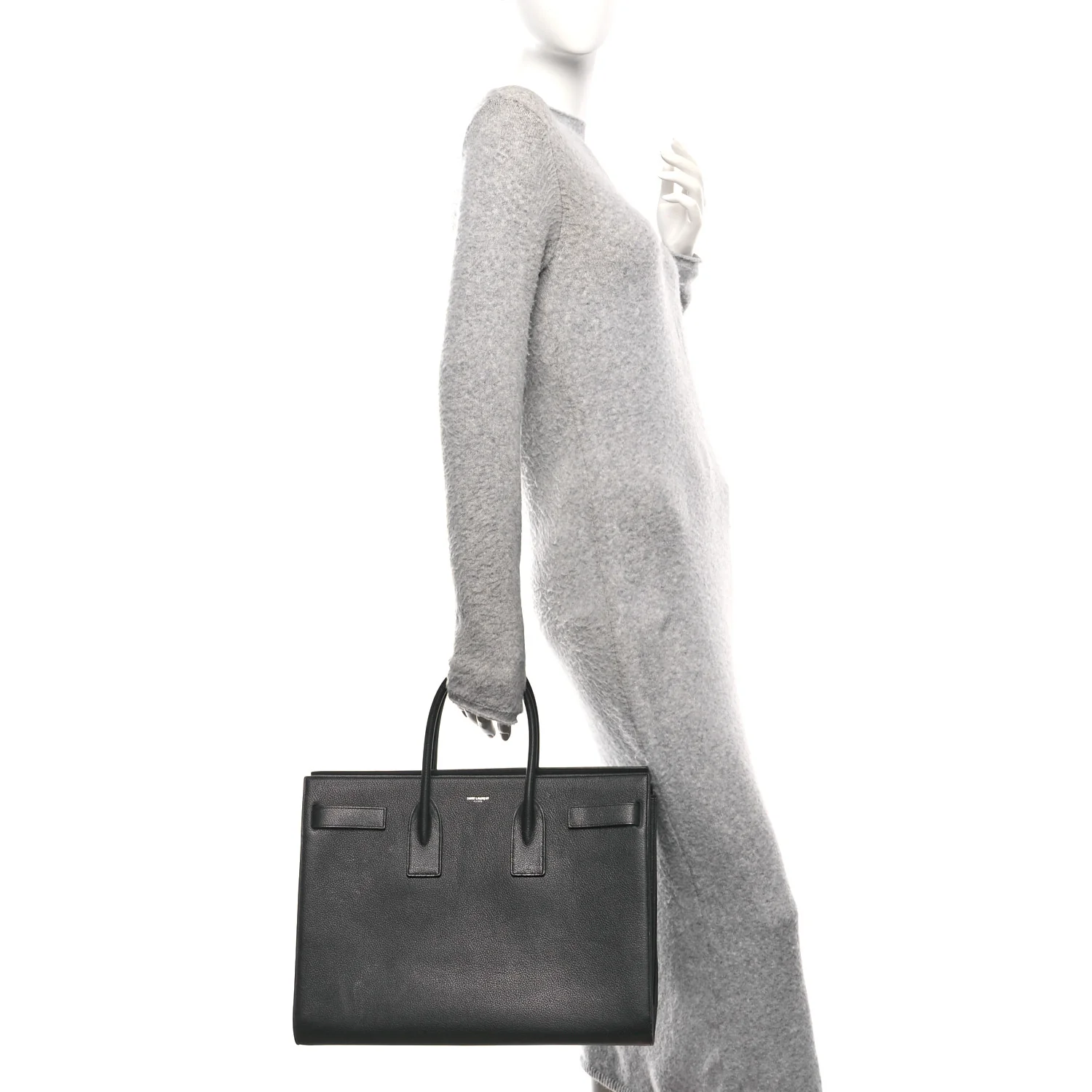 Grained Calfskin Large Sac De Jour Carryall Black