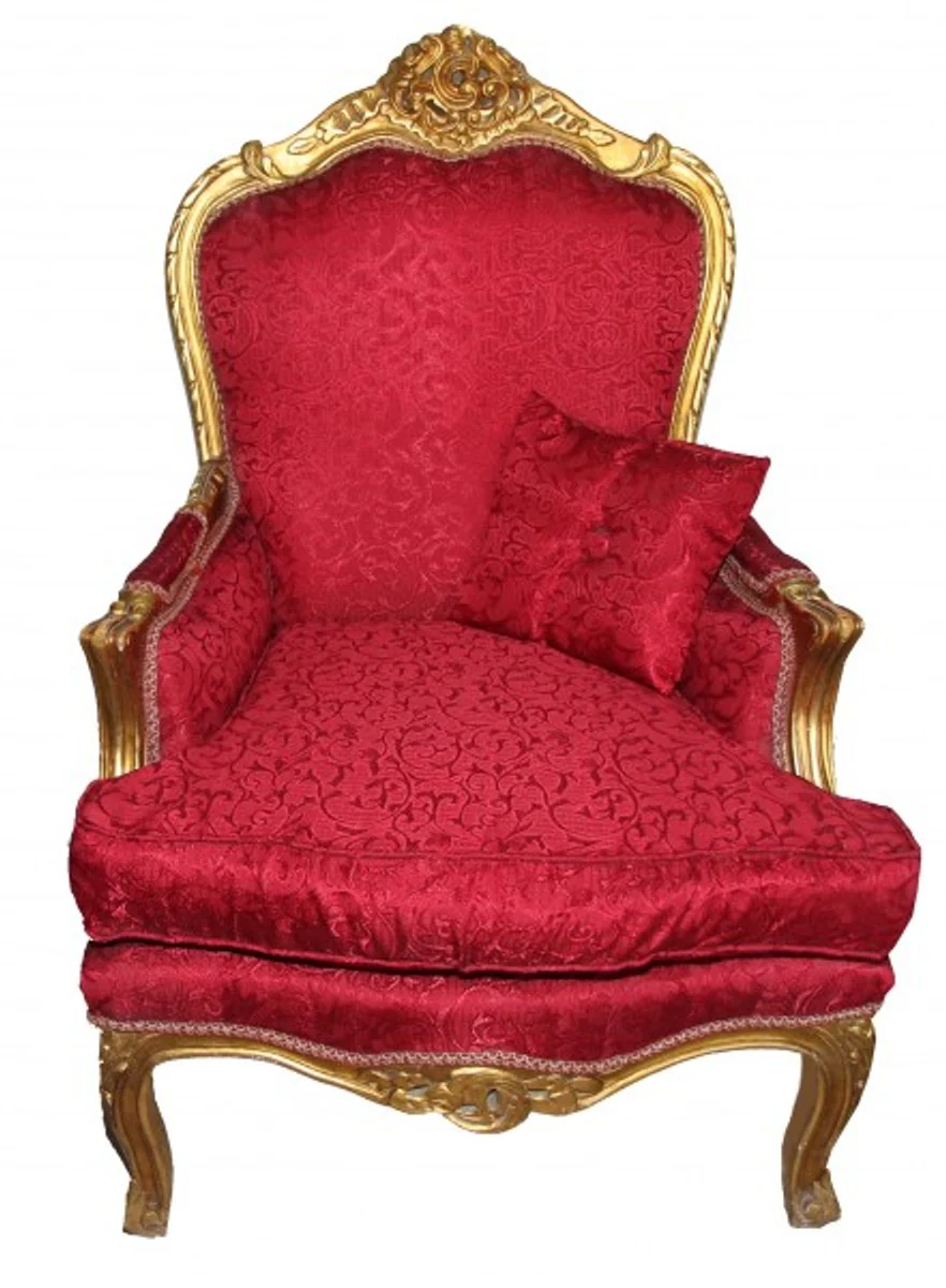 Baroque armchair red pattern / gold - antique style furniture