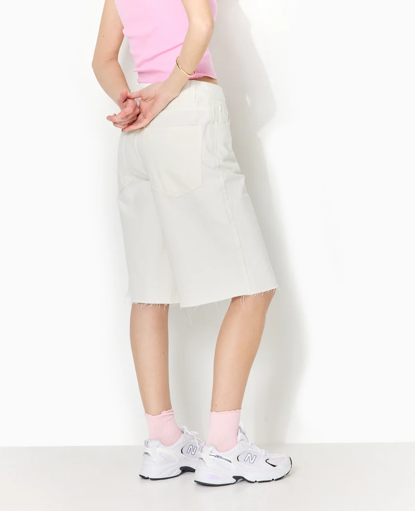 Pimkie Bermuda large en jean taille basse bas coupés