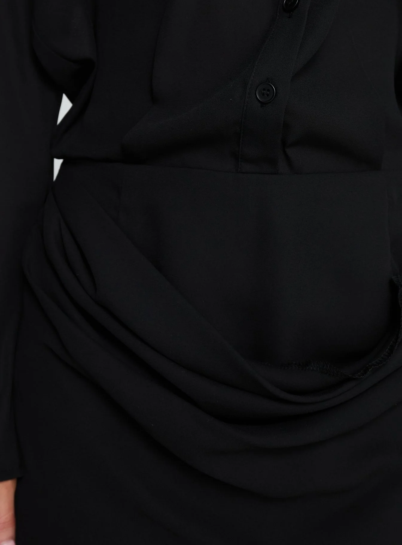 Tareno Long Sleeve Shirt Dress Black