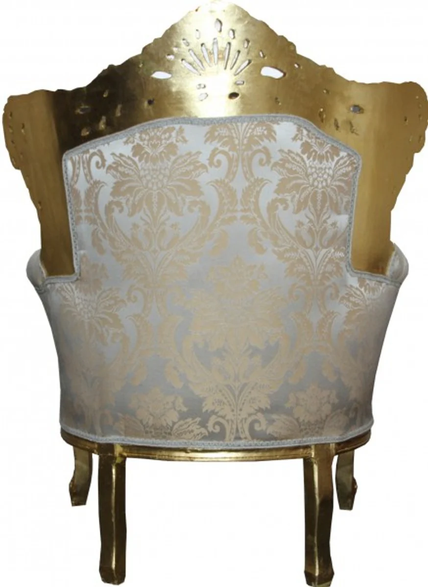Baroque armchair King Mod2 cream gold pattern / gold with rhinestones 85 x 60 x H. 116 cm