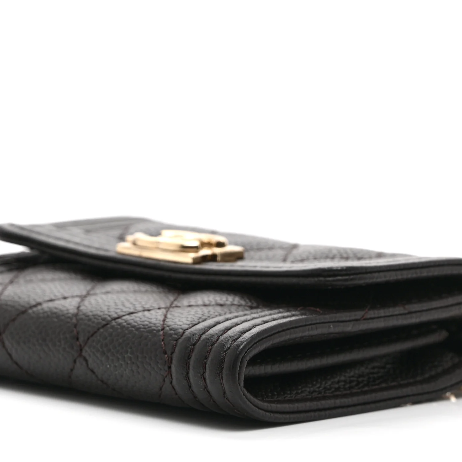 Caviar Quilted Boy Card Holder On Chain Black - Top Club