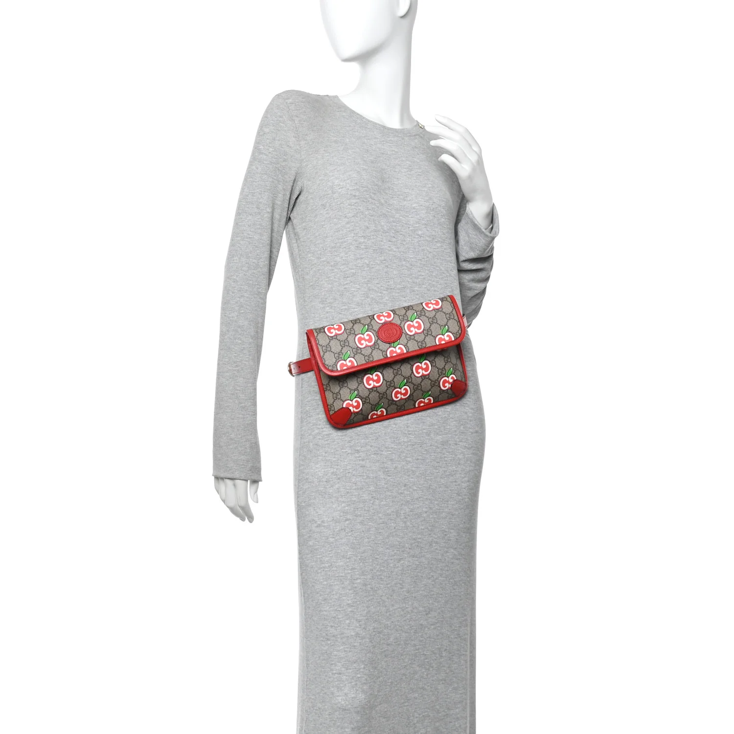 GG Supreme Monogram Apple Interlocking G Belt Bag Beige Multicolor Lobster Red - Top Club
