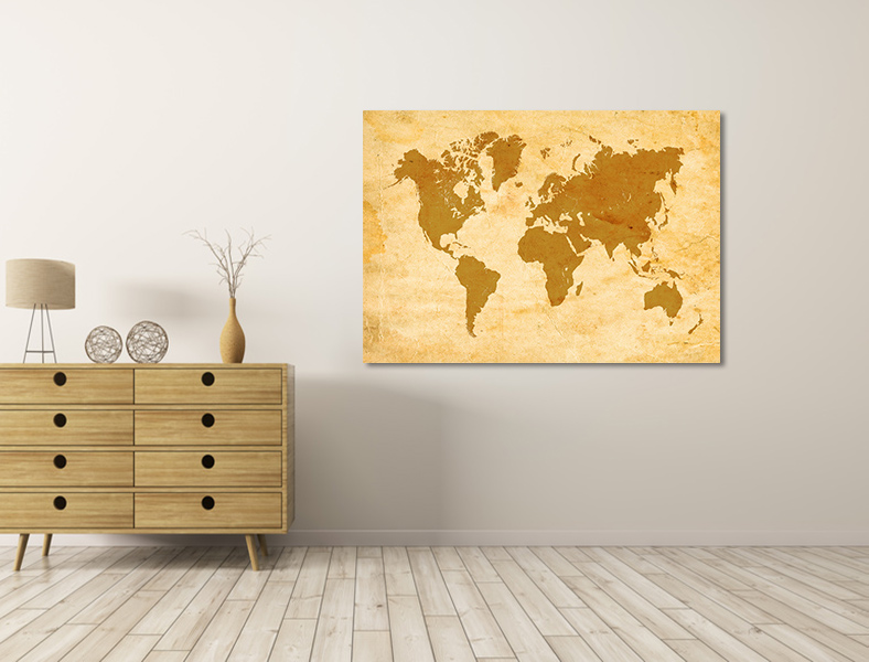 Canvas schilderij Wereldkaart 18 - 90 x 60 cm