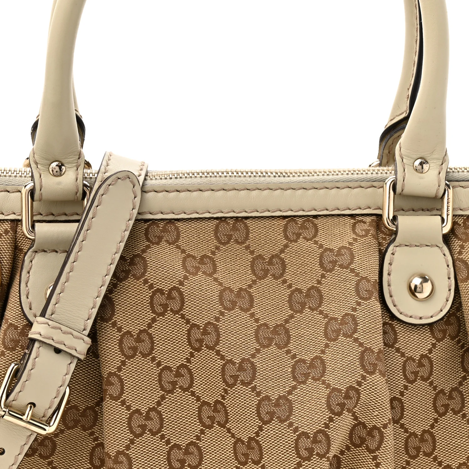Monogram Margaux Calfskin Medium Sukey Top Handle Bag Beige Ebony Mystic White - Top Club