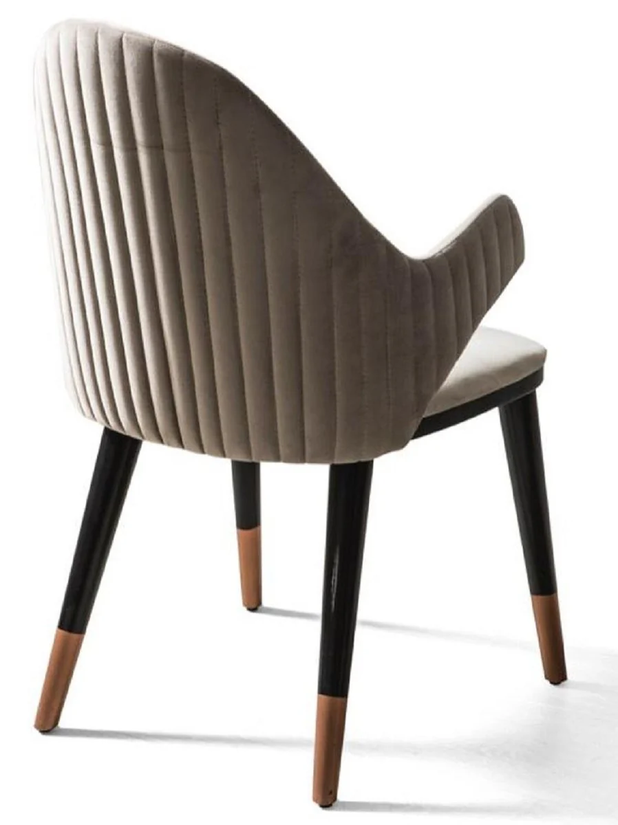Luxury dining room chair set of 8 with armrests gray / black / copper 52 x 52 x H. 88 cm - dining room furniture - restaurant furniture - dining room furnishings - luxury furniture - luxury furnishings