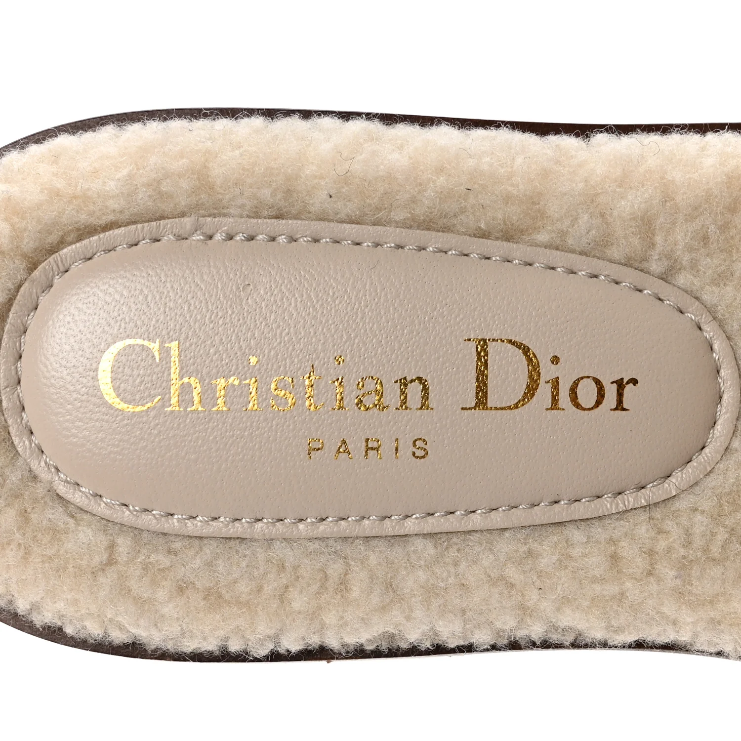 Suede Goatskin Shearling Embroidered Dway Slide Sandals 38 Cookie - Top Club