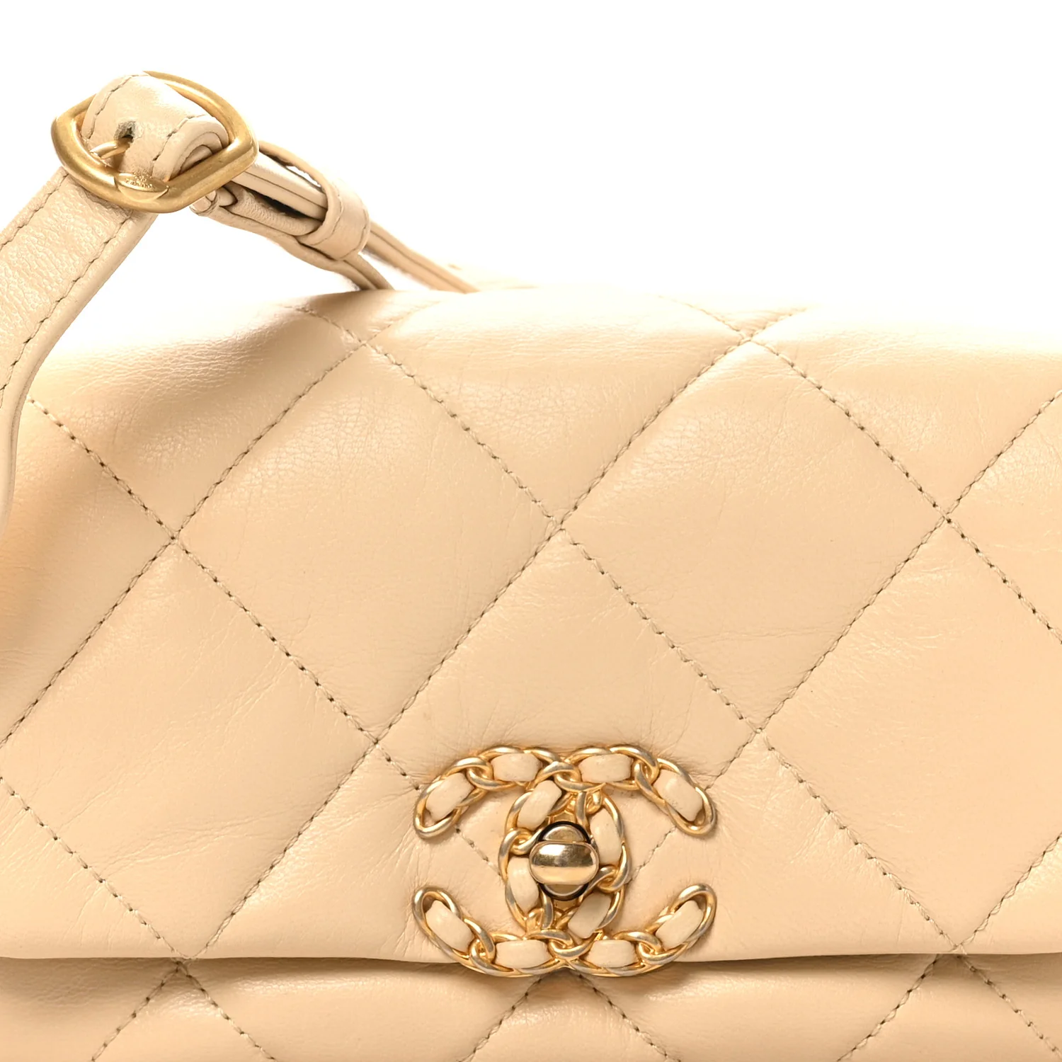 Goatskin Quilted 19 Waist Bag Light Beige - Top Club