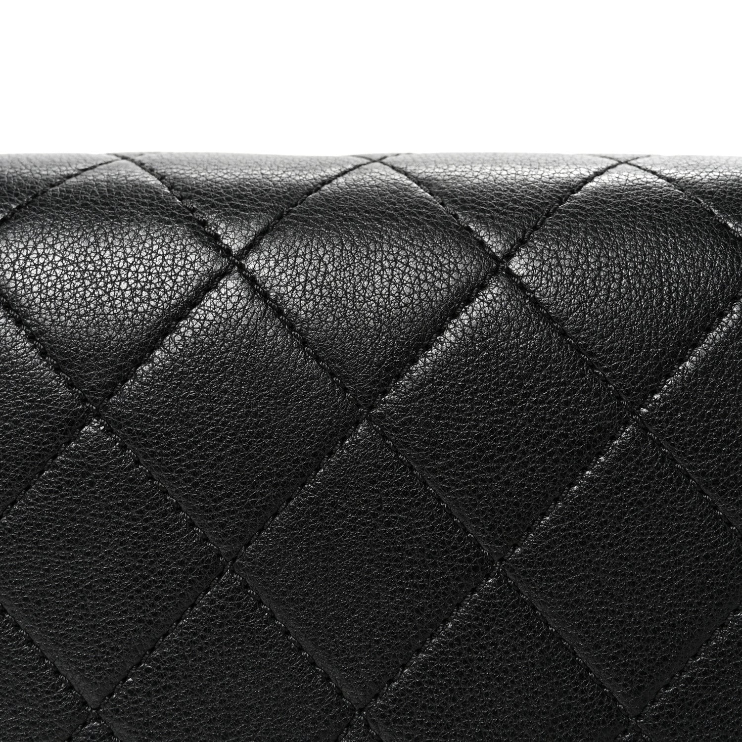 Grained Calfskin Quilted Large Label Click Flap Bag Black - Top Club