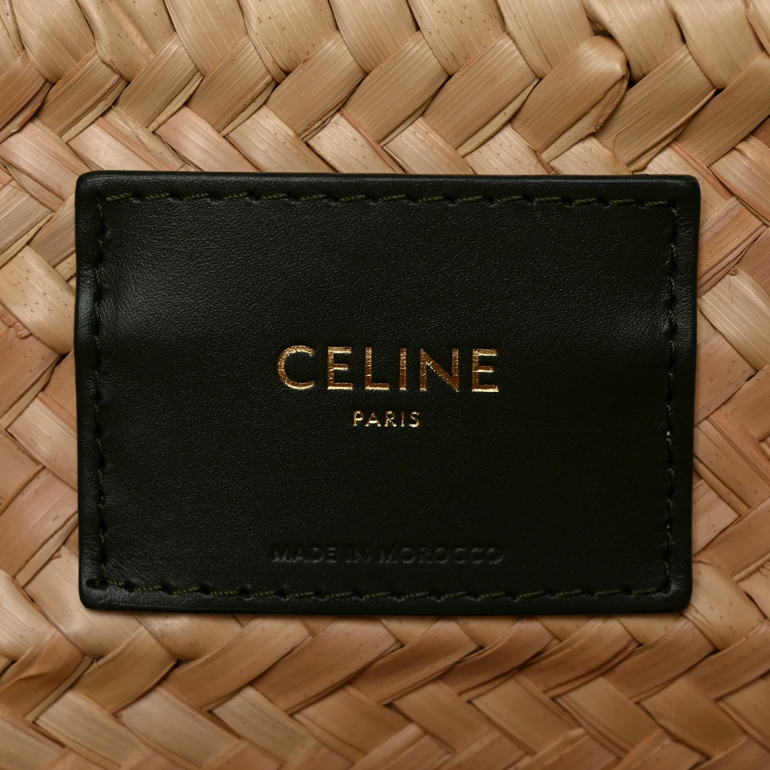 Raffia Calfskin Triomphe Medium Panier  Green - Top Club