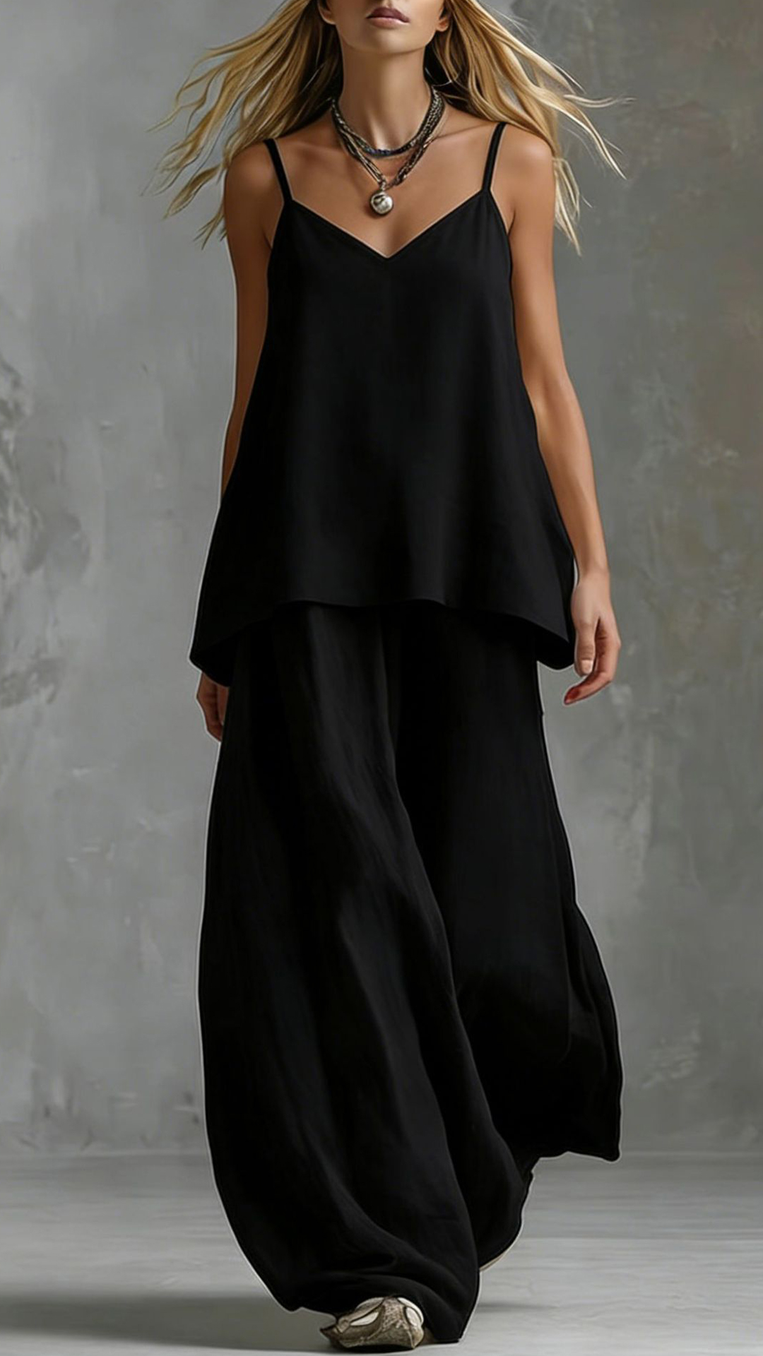Women's Cotton-Blend Textured Cami and Wide-Leg Pants Set - Nordfashionstorm - Women's Clothing, Fashion for You - Nordfashionstorm.com