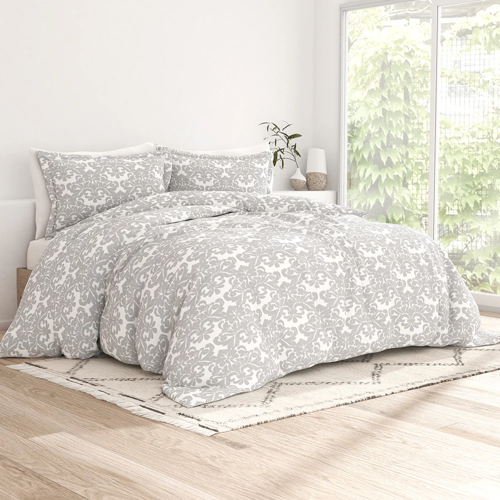 Soft Damask Pattern 3-Piece Duvet Cover Set